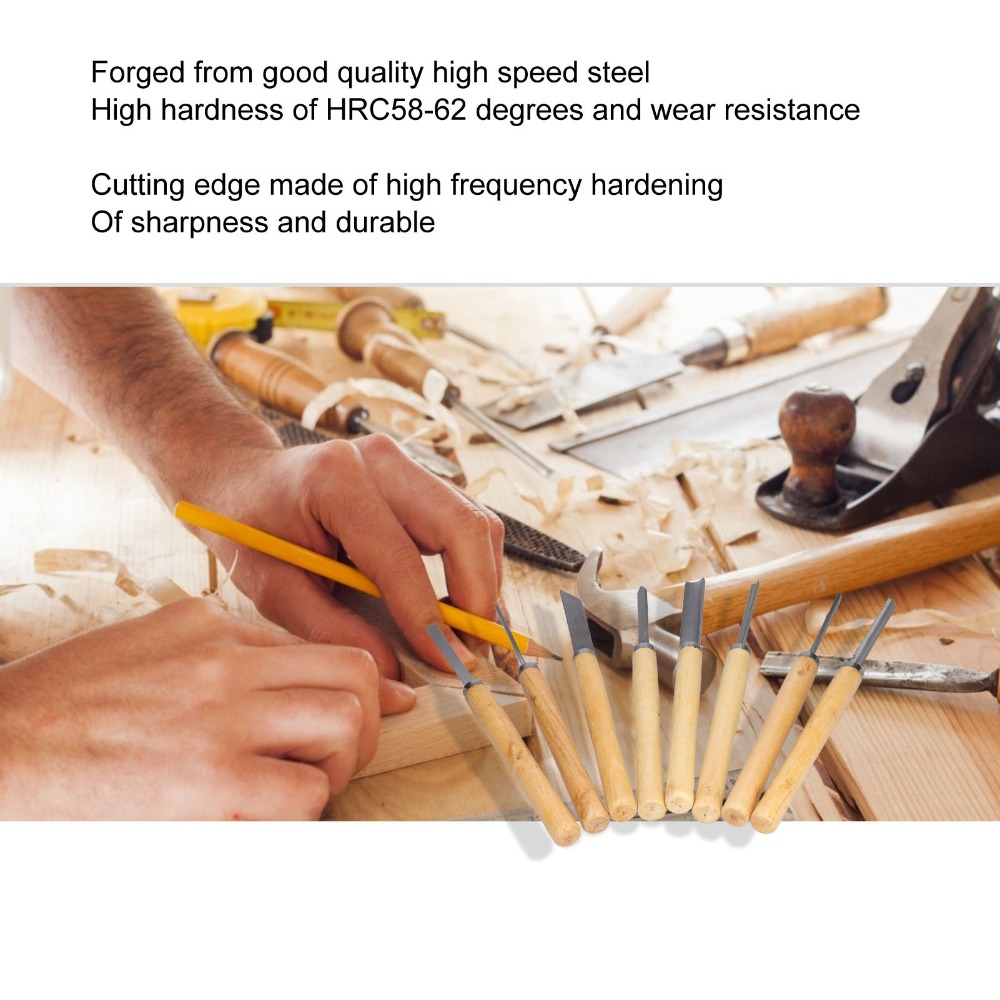8PCS HSS Steel Wood Turning Ch - Skew Chisel Wood recension och pris